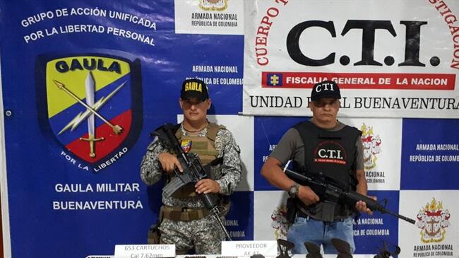 Descubren arsenal del 'Clan del Golfo' en Buenaventura. Foto: Fuerza Naval del Pacífico de la Armada
