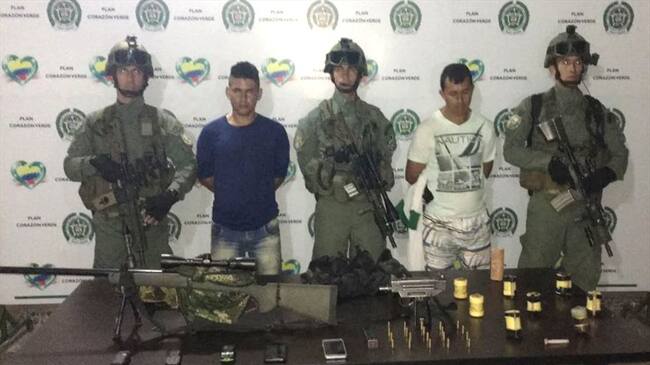 Capturan a dos guerrilleros del Eln en el sur del Cauca. Foto: Policía Nacional.