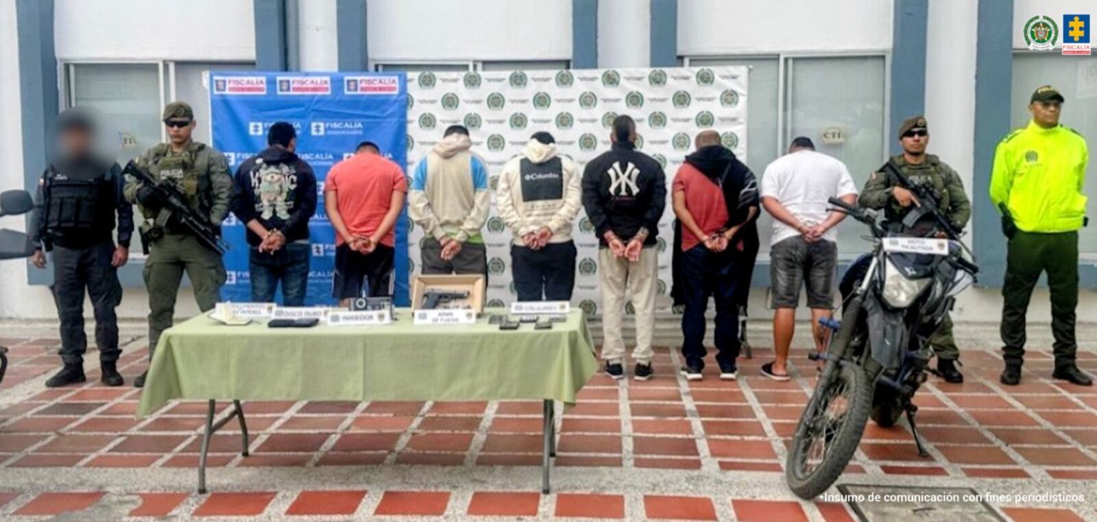 Luego de su captura, los implicados fueron presentados ante un juez de control de garantías. Crédito: Fiscalía.