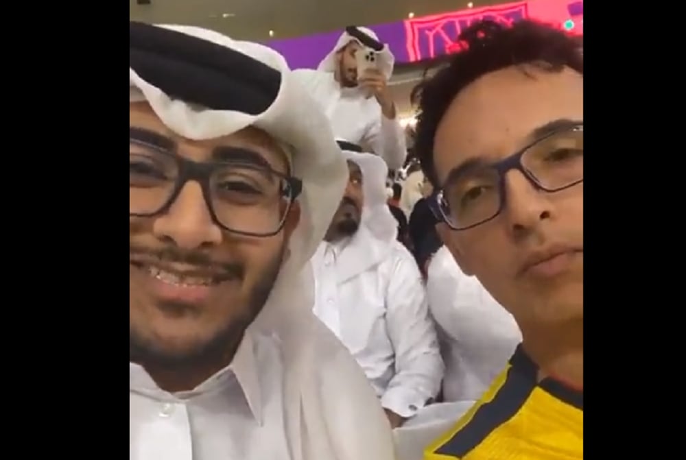 Aficionado qatarí y seguidor ecuatoriano aclaran lo sucedido / Foto: captura de pantalla video