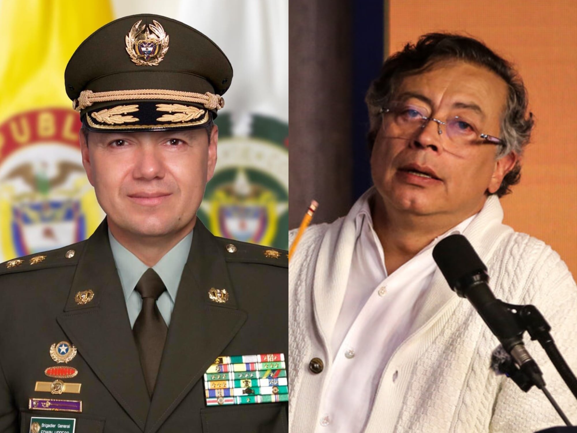 General Edwin Urrego y presidente Gustavo Petro. Foto: Policía / (Colprensa – Catalina Olaya)