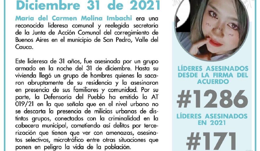 Reporte crimen de María del Carmen Molina