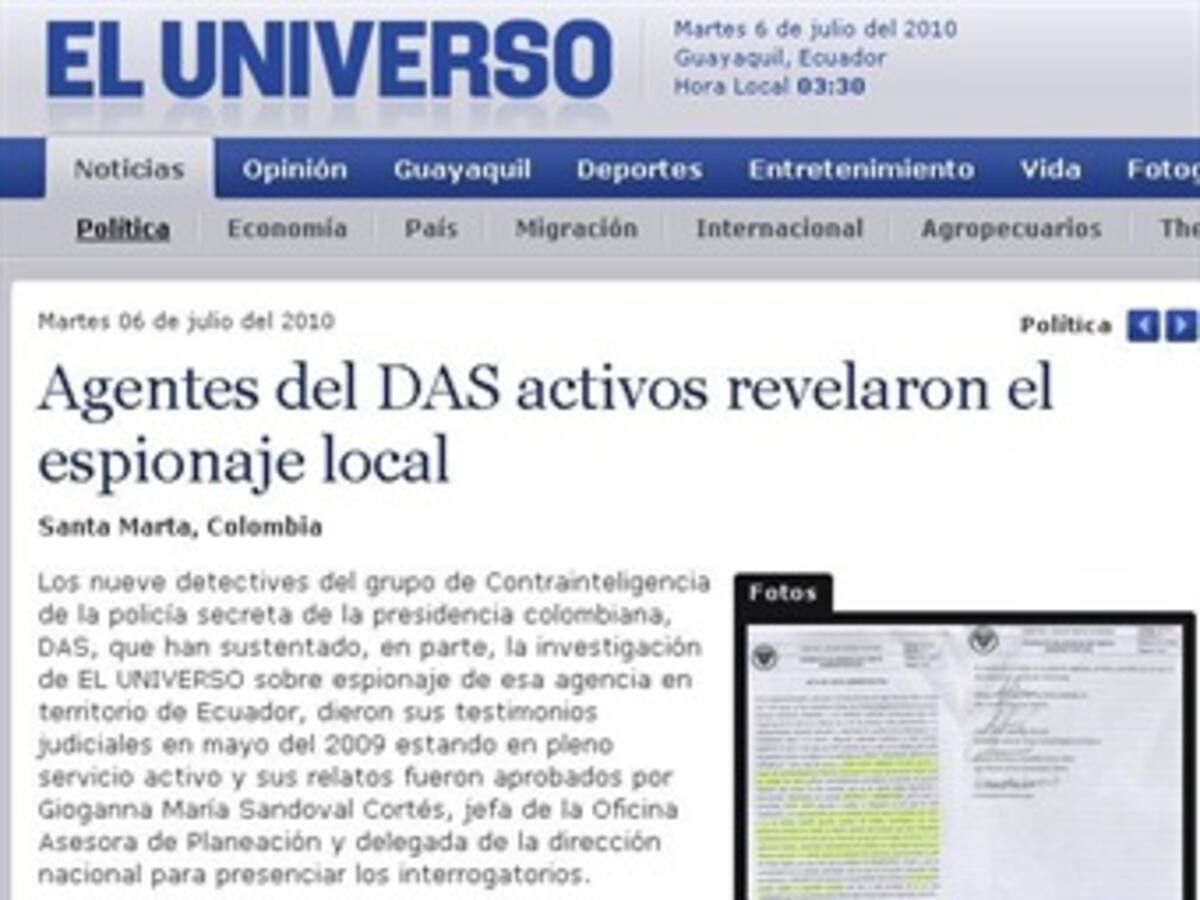 Diario ecuatoriano ratifica denuncia sobre 'chuzadas' del DAS a Rafael Correa