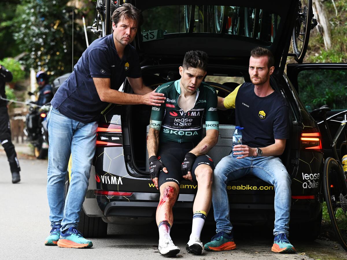 Wout Van Aert se retiró de la Vuelta a España por una fuerte caída