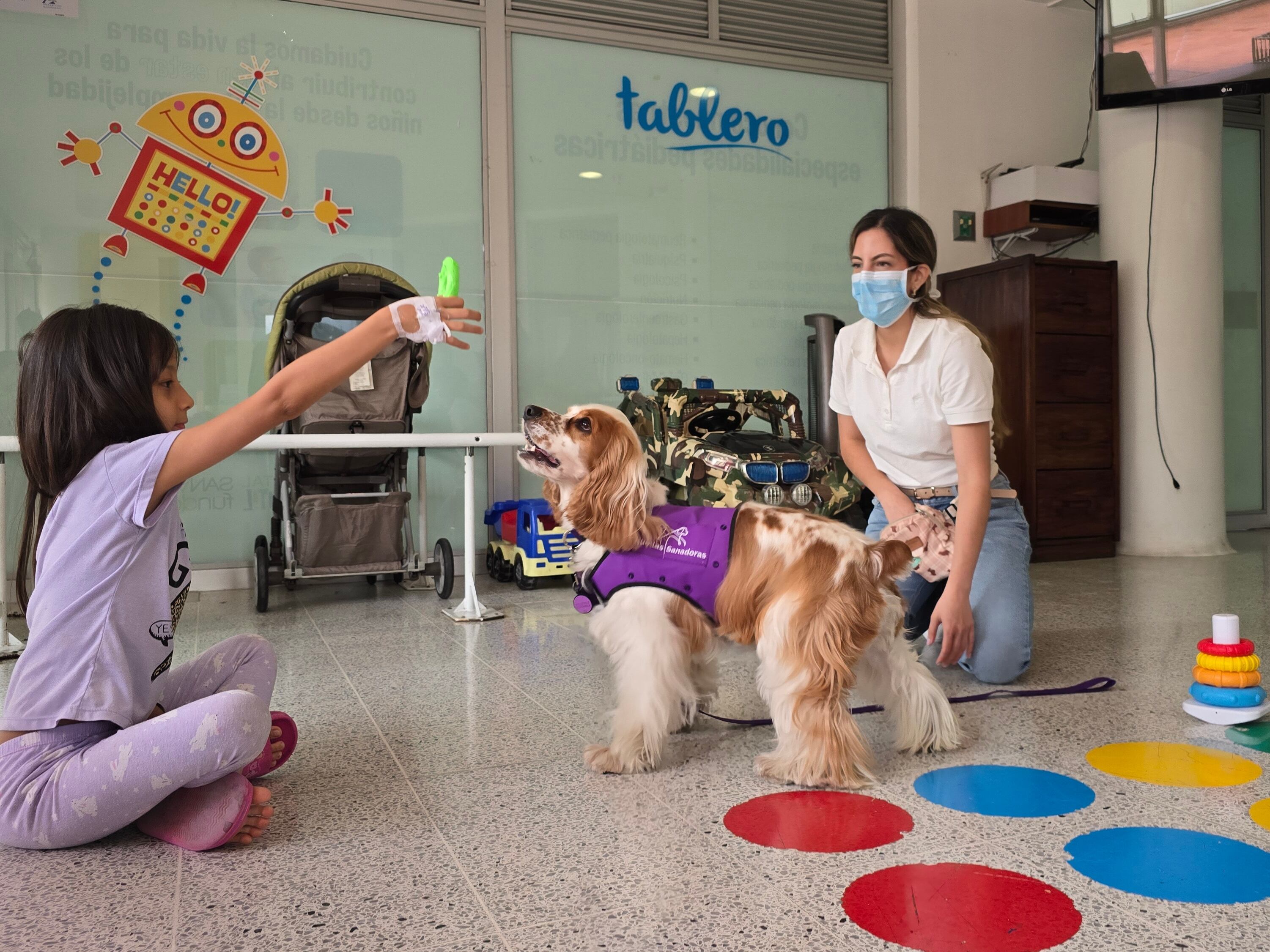 Tratamiento con caninos para pacientes con quemaduras en el Hospital San Vicente Fundación de Medellín. Cortesía: Hospital San Vicente Fundación de Medellín