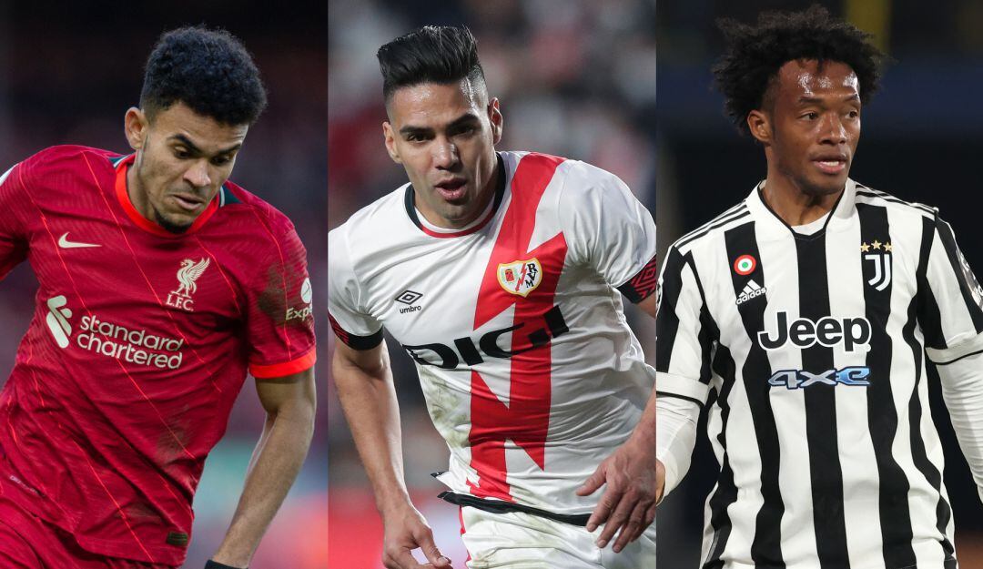 Luis Díaz, Radamel Falcao y Juan Guillermo Cuadrado