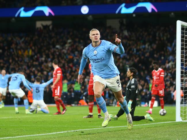 Erling Haaland en el duelo de Champions entre Manchester City y Bayern Múnich. (Photo by MB Media/Getty Images)