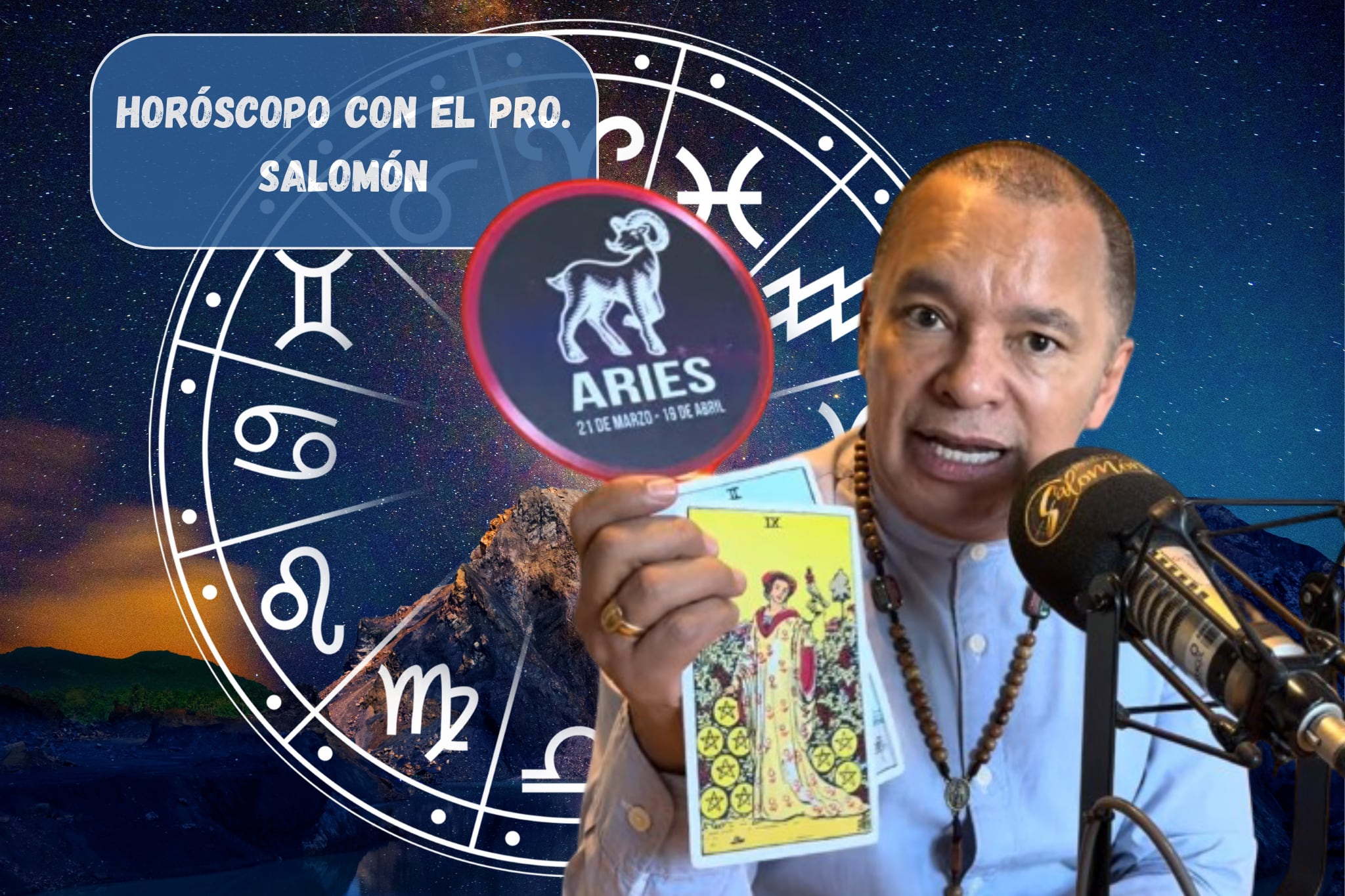 Él es el profesor Salomón, experto en la lectura del Horóscopo y el Tarot (Crédito: Profesor Salomón - Youtube) // De fondo: Imagen ilustrativa del horóscopo (Crédito: sarayut Thaneerat)