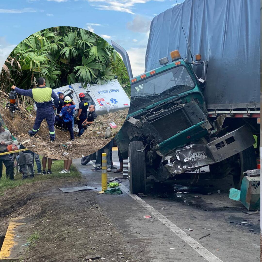 Choque de una ambulancia con camión en Urabá- fotos cortesía