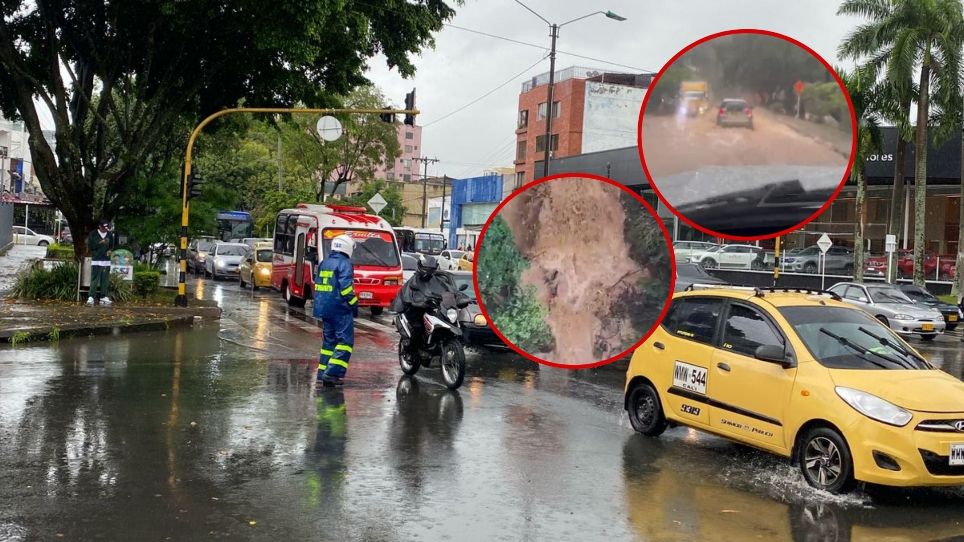 El fuerte aguacero caído en Cali desde el final de la madrugada de hoy lunes tiene en emergencia a la capital del Valle