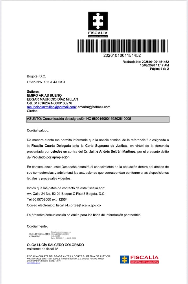 Foto: suministrada por Emiro Arias, denunciante del proceso