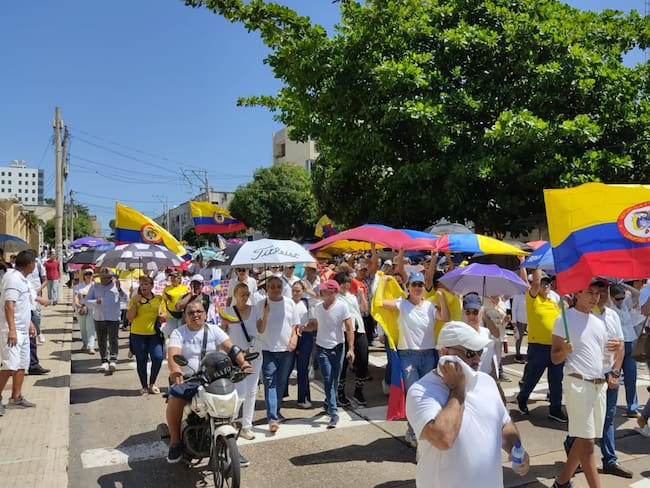 Marcha en Barranquilla contra el gobierno de Gustavo Petro./ Foto: Caracol Radio