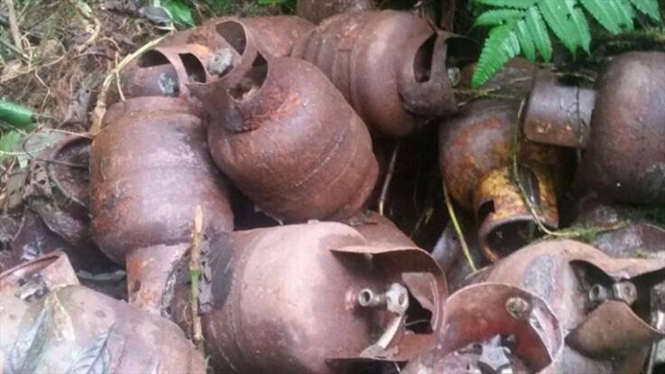 Autoridades incautan 34 cilindros bomba en límites de Caldas con Antioquia