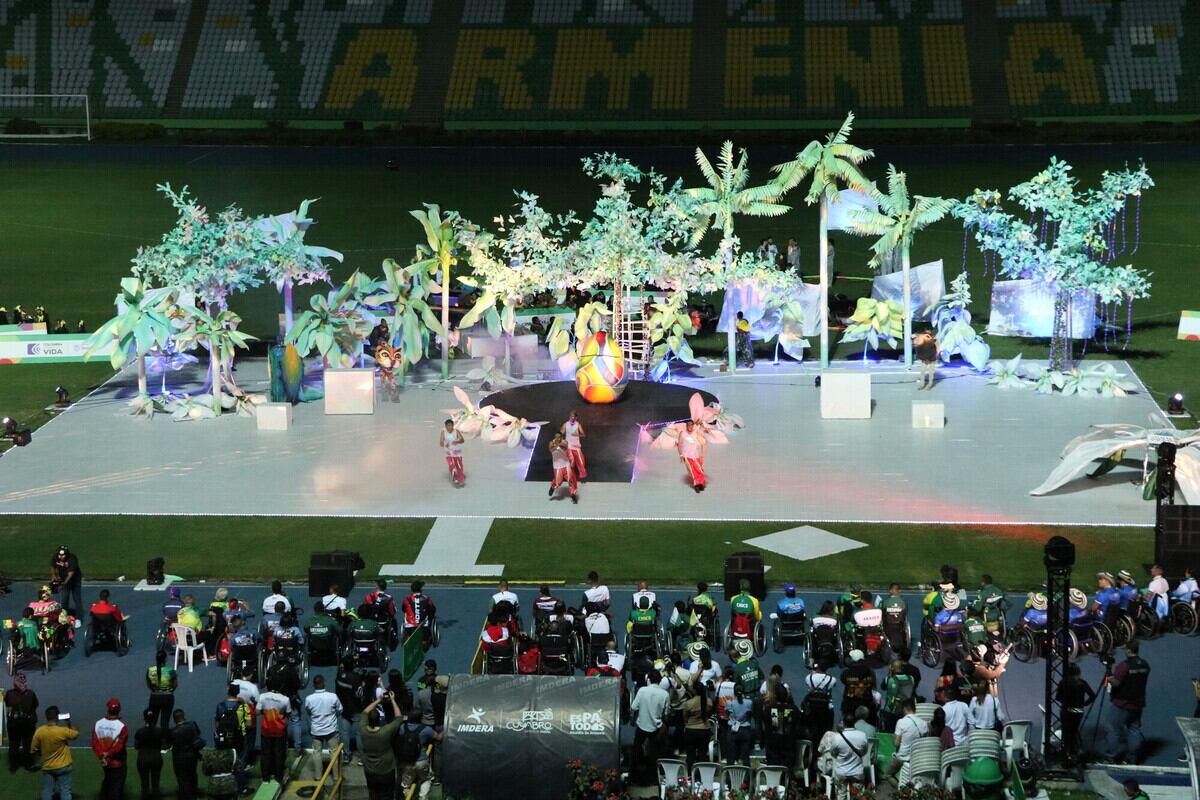 Ceremonia de inauguración de los VI Juegos Paranacionales en el estadio Centenario de Armenia. Foto Juegos Nacionales
