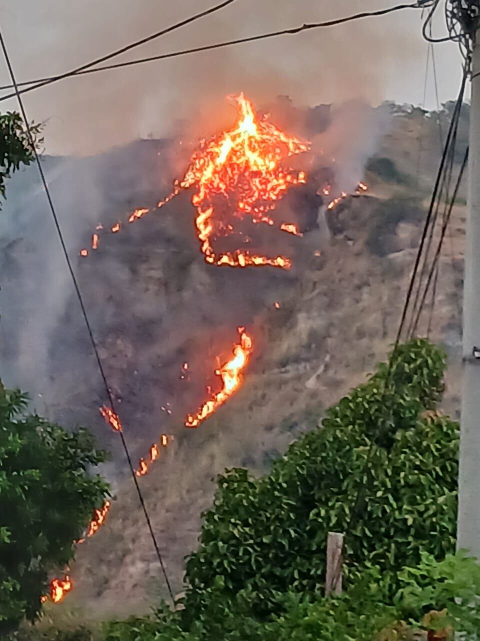 Incendio en La Mesa de los Palacios en Honda, Tolima