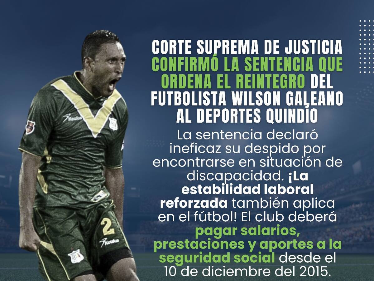 Corte Suprema de Justicia ordena al Deportes Quindío reintegrar futbolista por despido injustificado