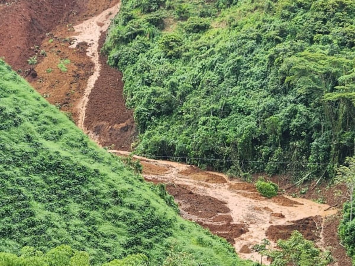 Alerta máxima en Marsella, avalancha represó la quebrada La Nona, dejando cuatro veredas en riesgo