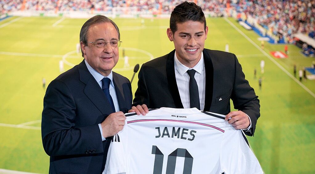James Rodríguez durante su presentación como jugador del Real Madrid / Getty Images