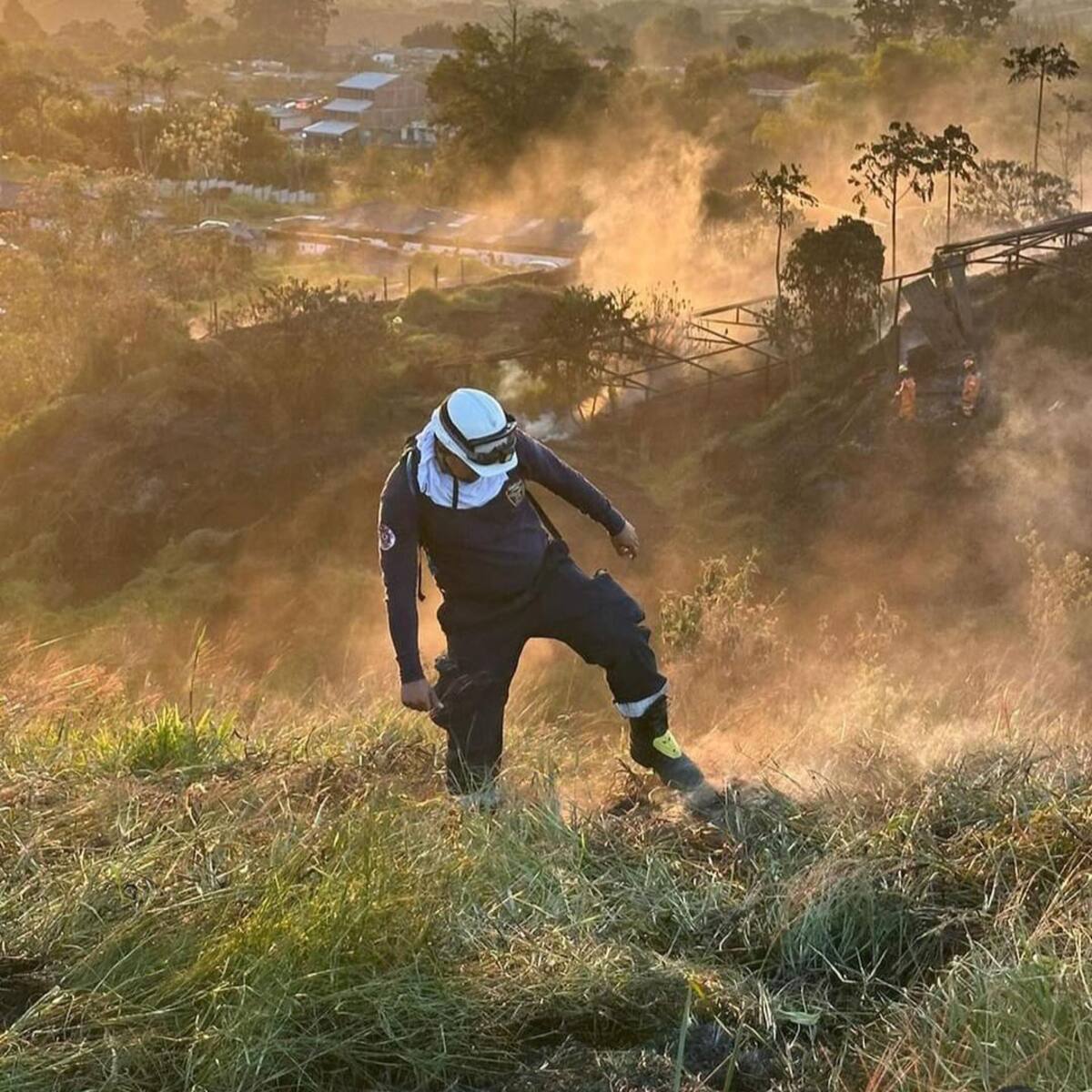 4 hectáreas de pastizal consumidas en incendio forestal en predio entre Armenia y Pereira