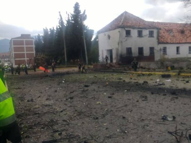 Asi quedó parte de la Escuela de Cadetes General Santander en Bogotá por explosión de carro bomba