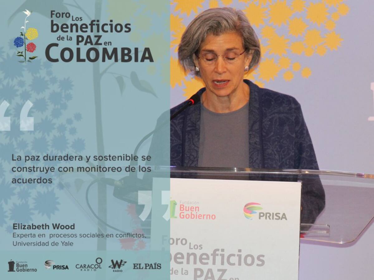 La experta en procesos sociales en conflictos en el foro los beneficios de la paz en Colombia.