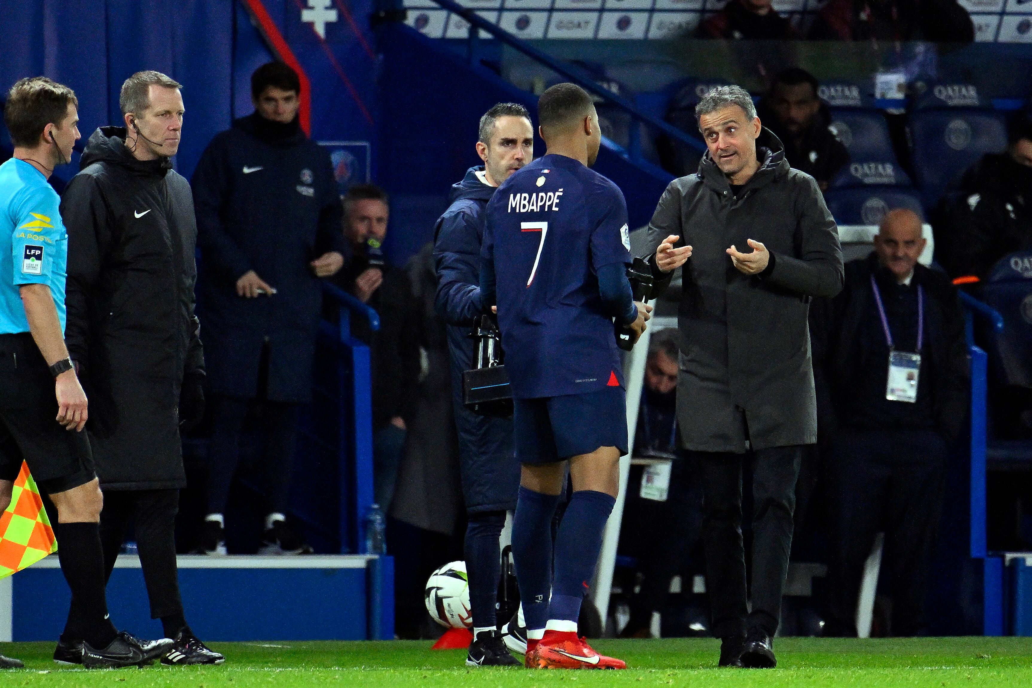 Kylian Mbappé y Luis Enrique de Paris Saint-Germain (PSG). (Photo by Aurelien Meunier - PSG/PSG via Getty Images)
