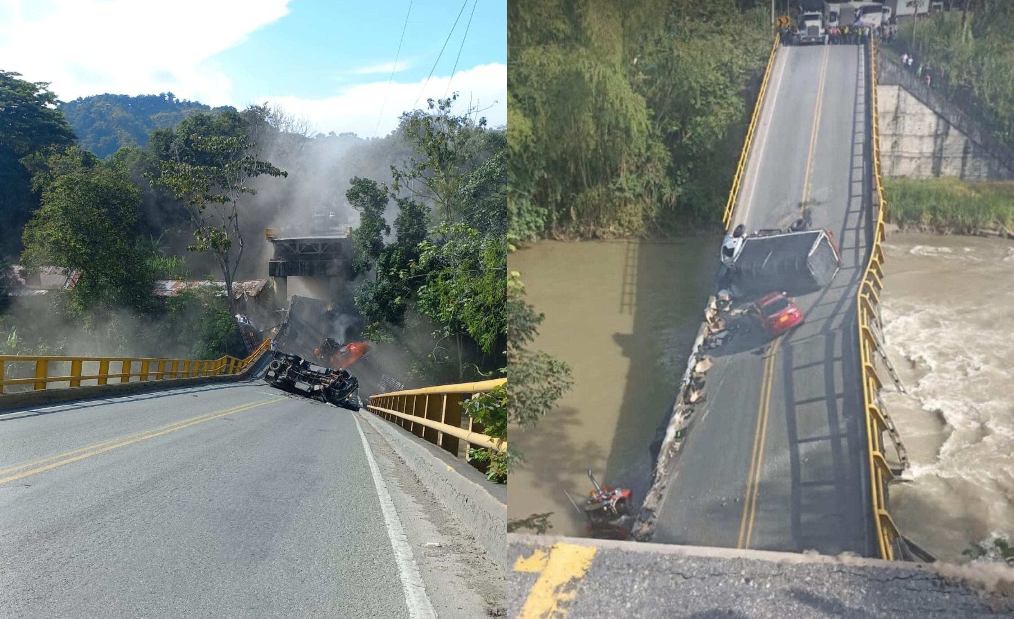 Así fue la caída del puente entre Quindío y Valle del Cauca