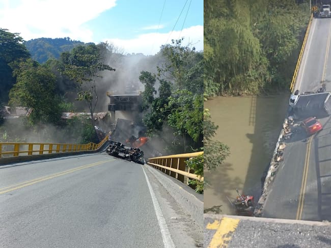 Así fue la caída del puente entre Quindío y Valle del Cauca