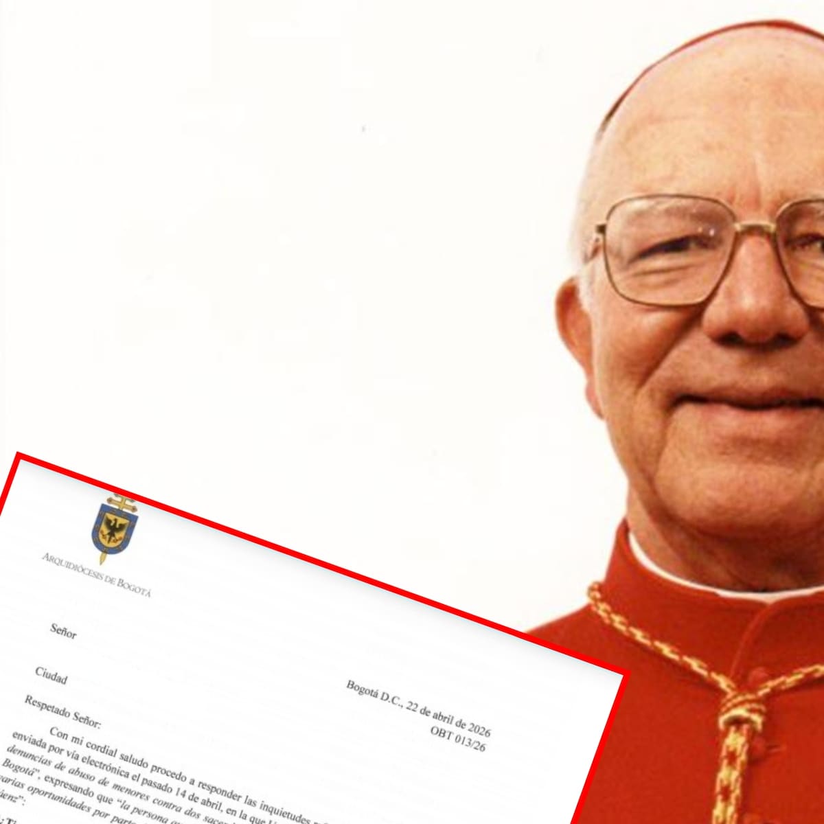 Denunciante cuestionó respuesta de la Arquidiócesis a señalamiento contra cardenal Rubiano por abuso