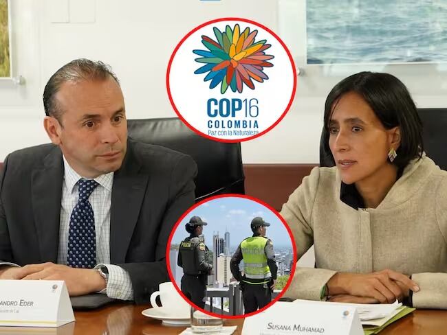 El alcalde de Cali, Alejandro Eder y la ministra de Ambiente Susana Muhamad.