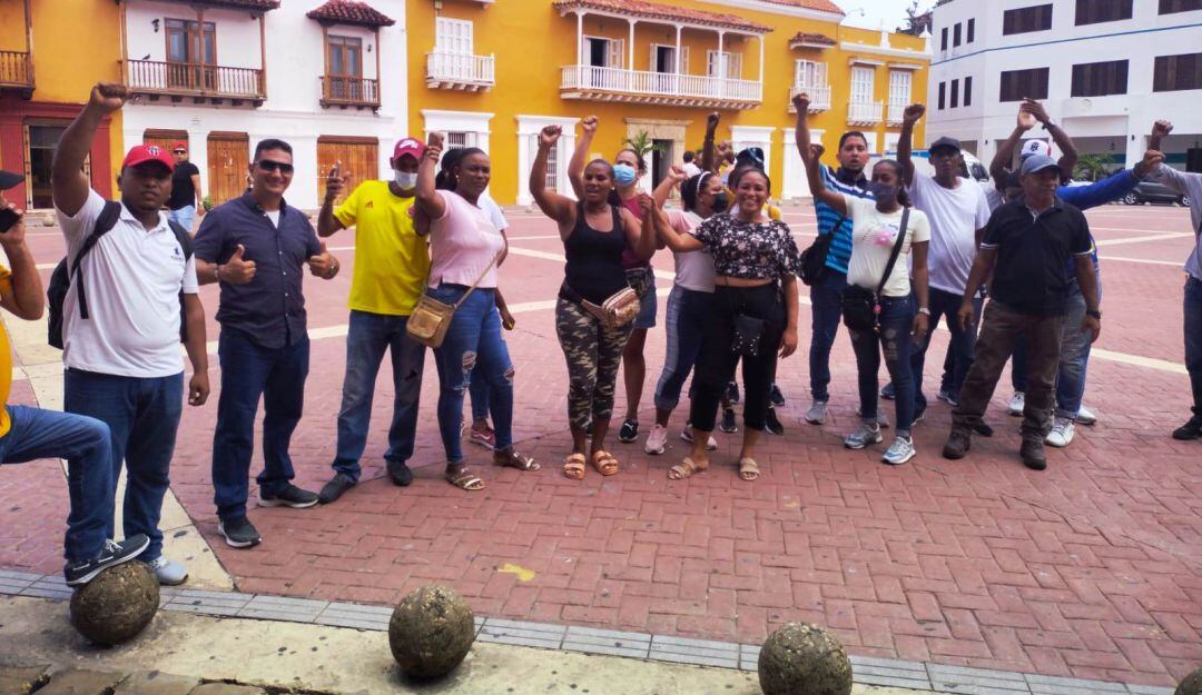 Los participantes de la protesta exigieron mediación de la Alcaldía para lograr el pronto pago de las labores realizadas en el contrato