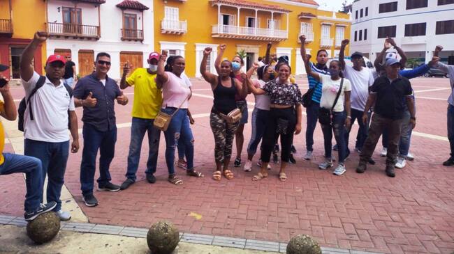 Los participantes de la protesta exigieron mediación de la Alcaldía para lograr el pronto pago de las labores realizadas en el contrato