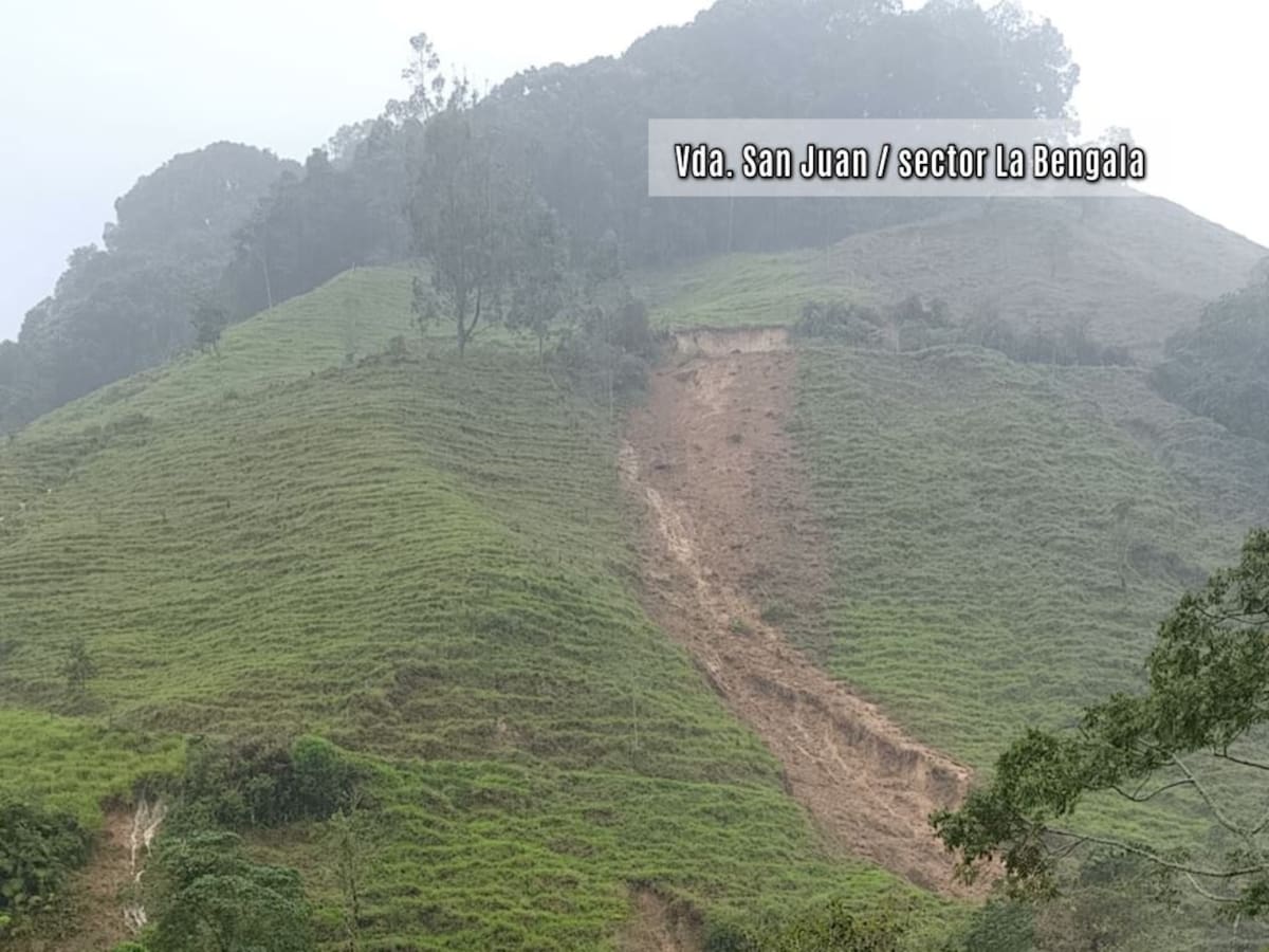 Génova en el Quindío sigue en alerta roja por las lluvias, derrumbes no paran en la zona rural