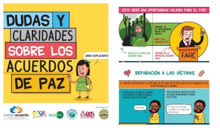 Imágenes del cuadernillo Dudas y claridades sobre los acuerdos de paz.