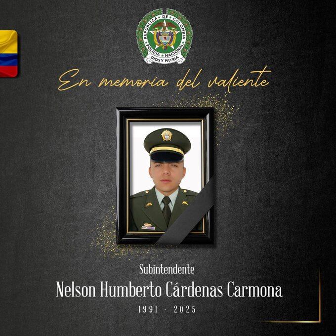 Subintendente Nelson Cárdenas, asesinado en Salgar el 15 de abril- foto policía Antioquia