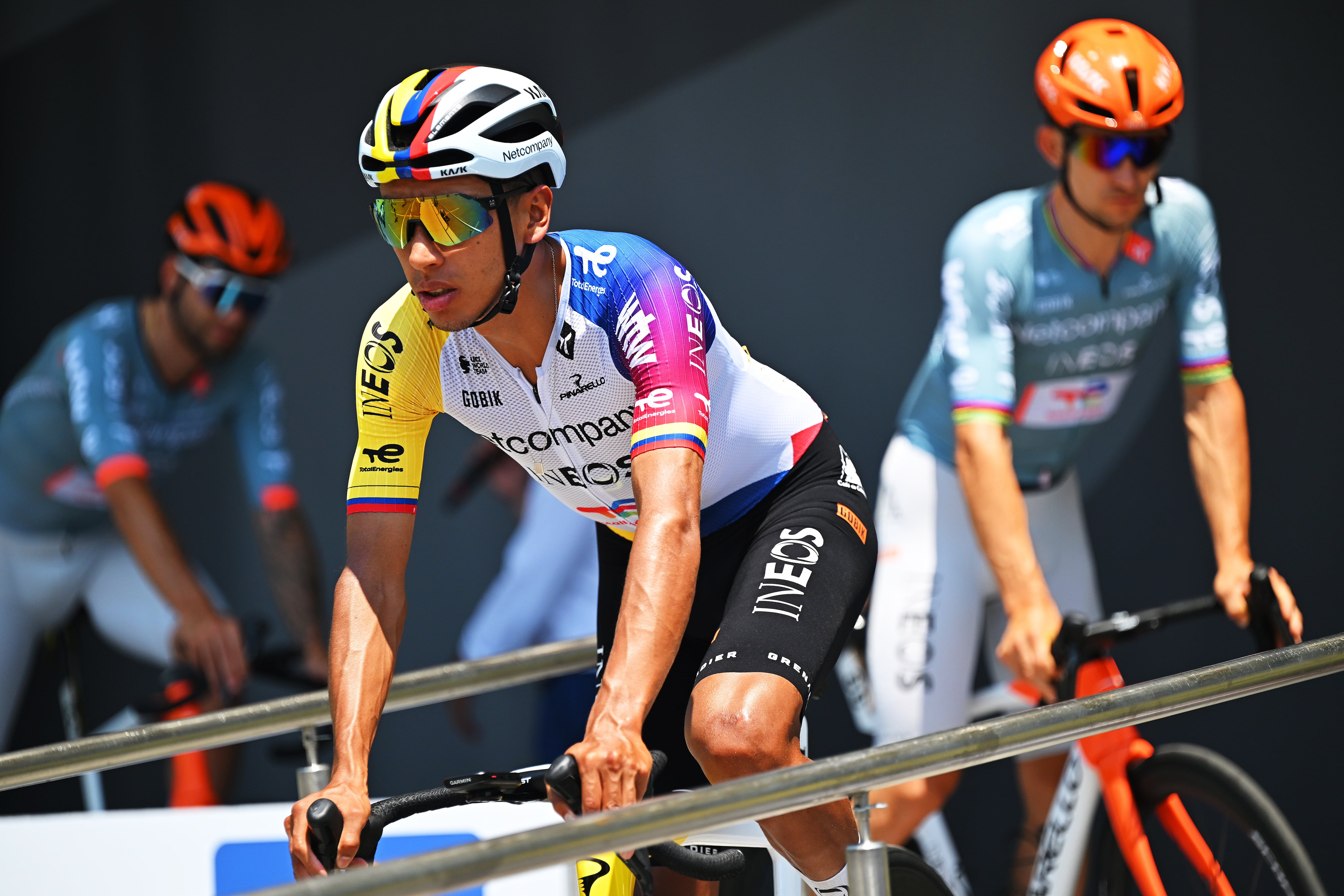 LANNEMEZAN, FRANCE - JULY 08: Egan Bernal of Colombia and Netcompany INEOS Cycling Team prior to the 113th Tour de France 2026, Stage 5 a 158.3km stage from Lannemezan to Pau / #UCIWT / on July 08, 2026 in Lannemezan, France. (Photo by Tim de Waele/Getty Images)