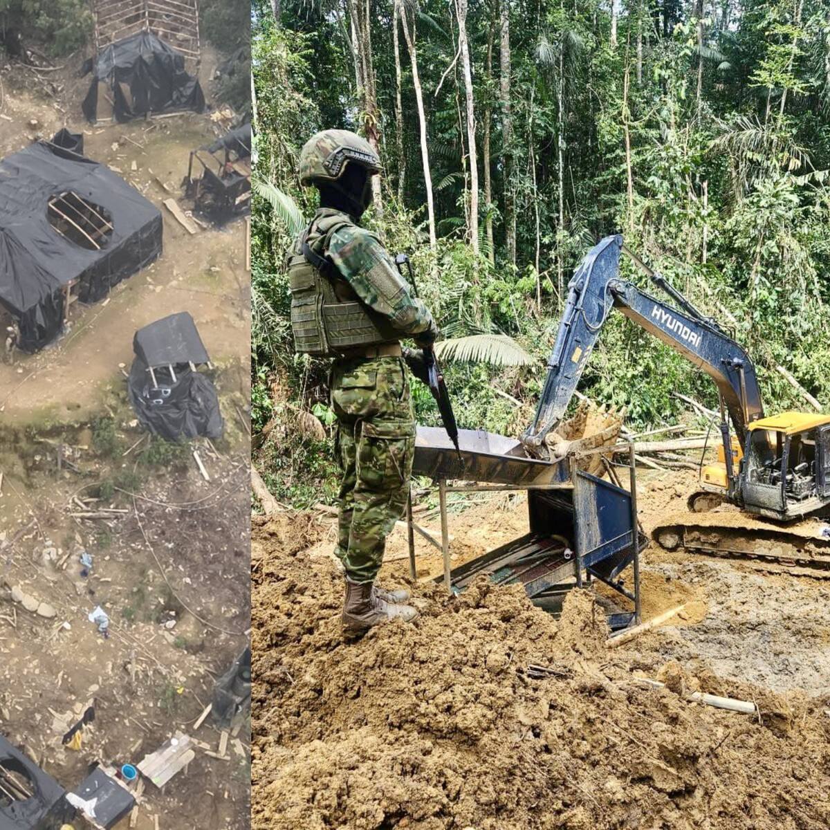 Ecuador: encuentran uniformes militares de Colombia en campamentos de minería ilegal