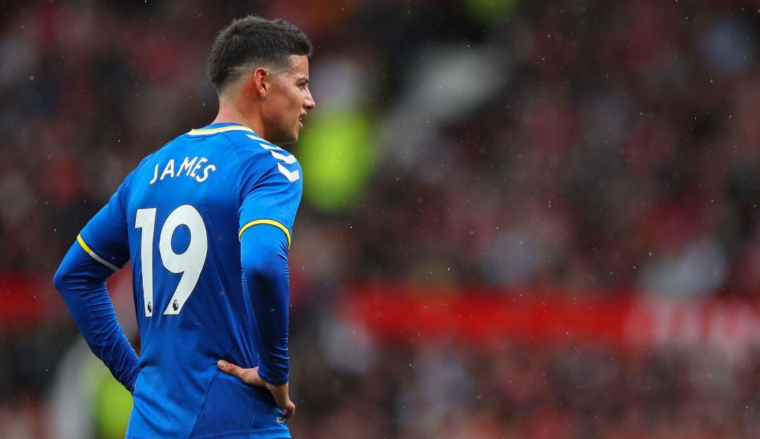 James Rodríguez en su último partido disputado con el Everton, un amistoso de pretemporada ante el Manchester United.