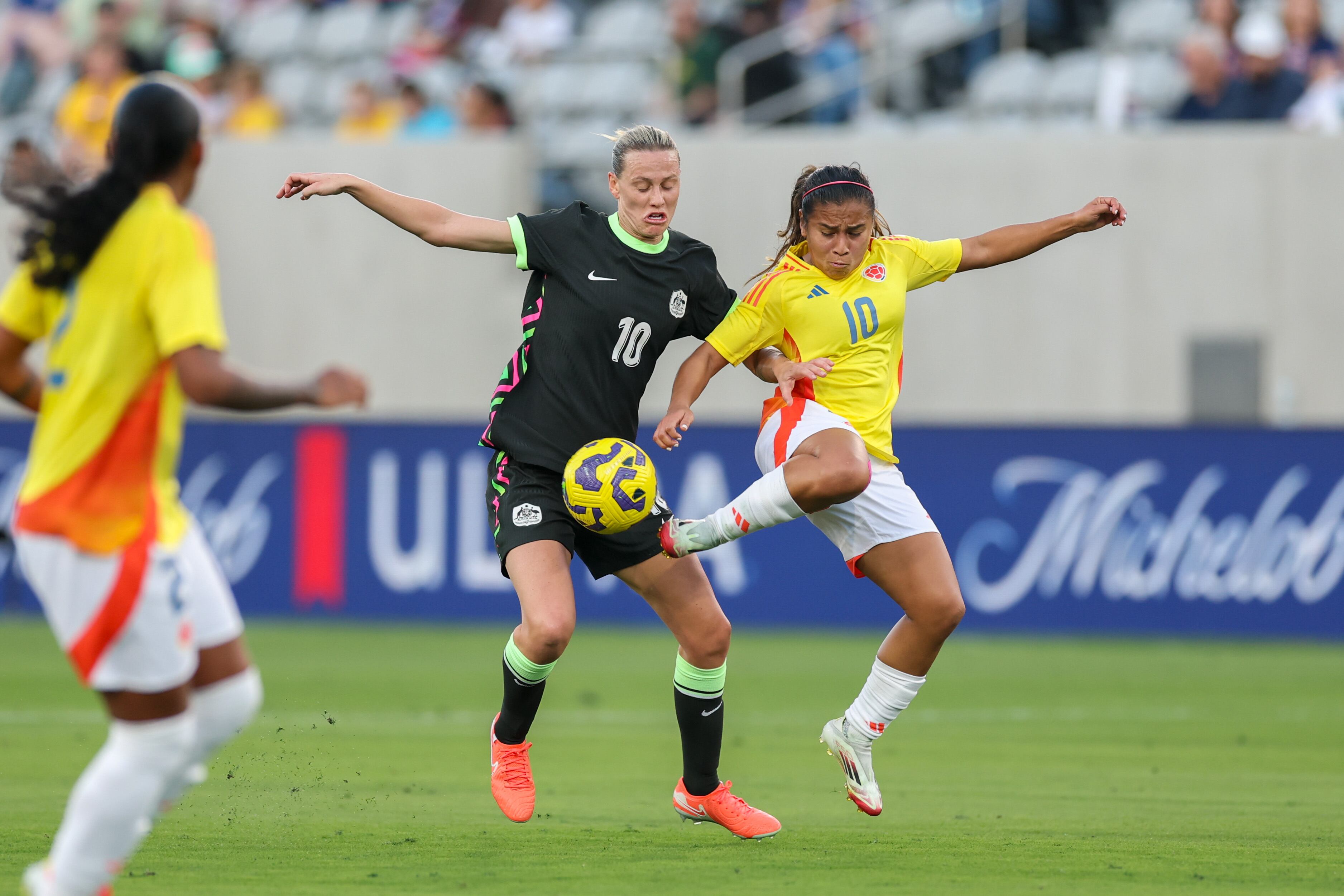 Leicy Santos durante el duelo entre Colombia y Australia en la She Believes Cup. (Photo by Sean M. Haffey/USSF/Getty Images for USSF)