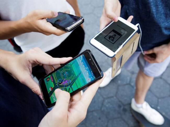 Detalle del videojuego 'Pokemon Go' en un teléfono inteligente en Union Square en Nueva York (EE.UU.).
