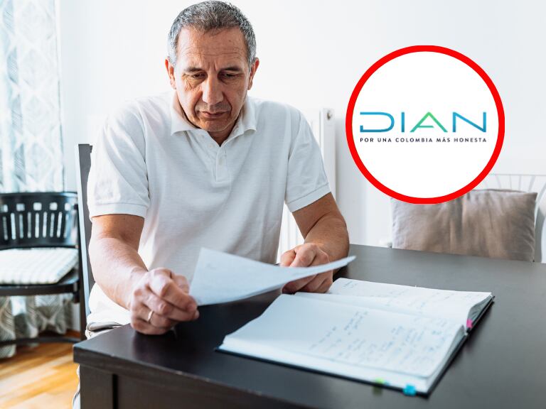 Hombre pensionado declarando renta, imagen de referencia: Getty Images //  logo de la Dian