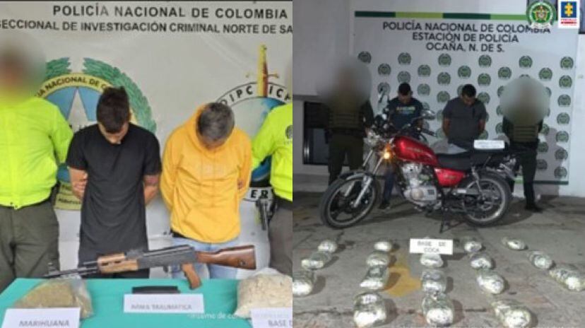 Capturadas cuatro personas en el Catatumbo señaladas de traficar estupefacientes. Foto: Fiscalía.