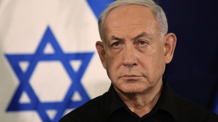 Tel Aviv (Israel), 28/10/2023.- Israel&#039;s Prime Minister Benjamin Netanyahu addresses a press conference in The Kirya military base in Tel Aviv, Israel, 28 October 2023. EFE/EPA/ABIR SULTAN / POOL