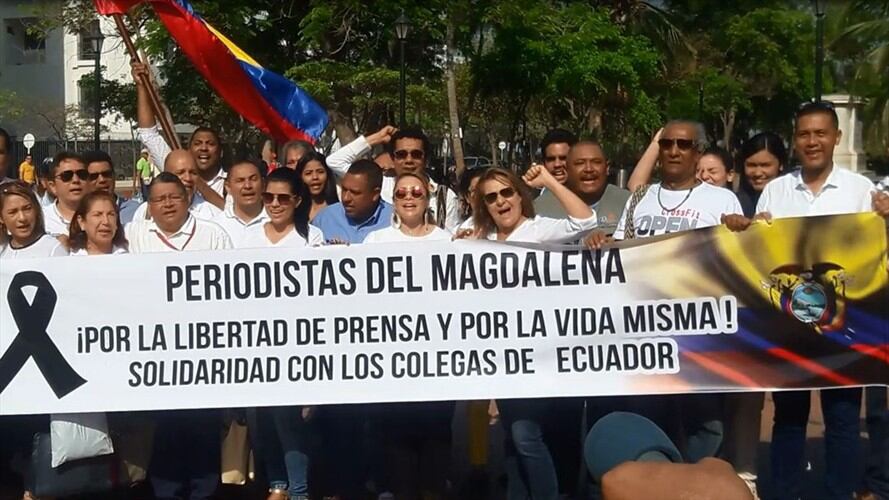 En Santa Marta rechazan asesinato de periodistas ecuatorianos. Foto: