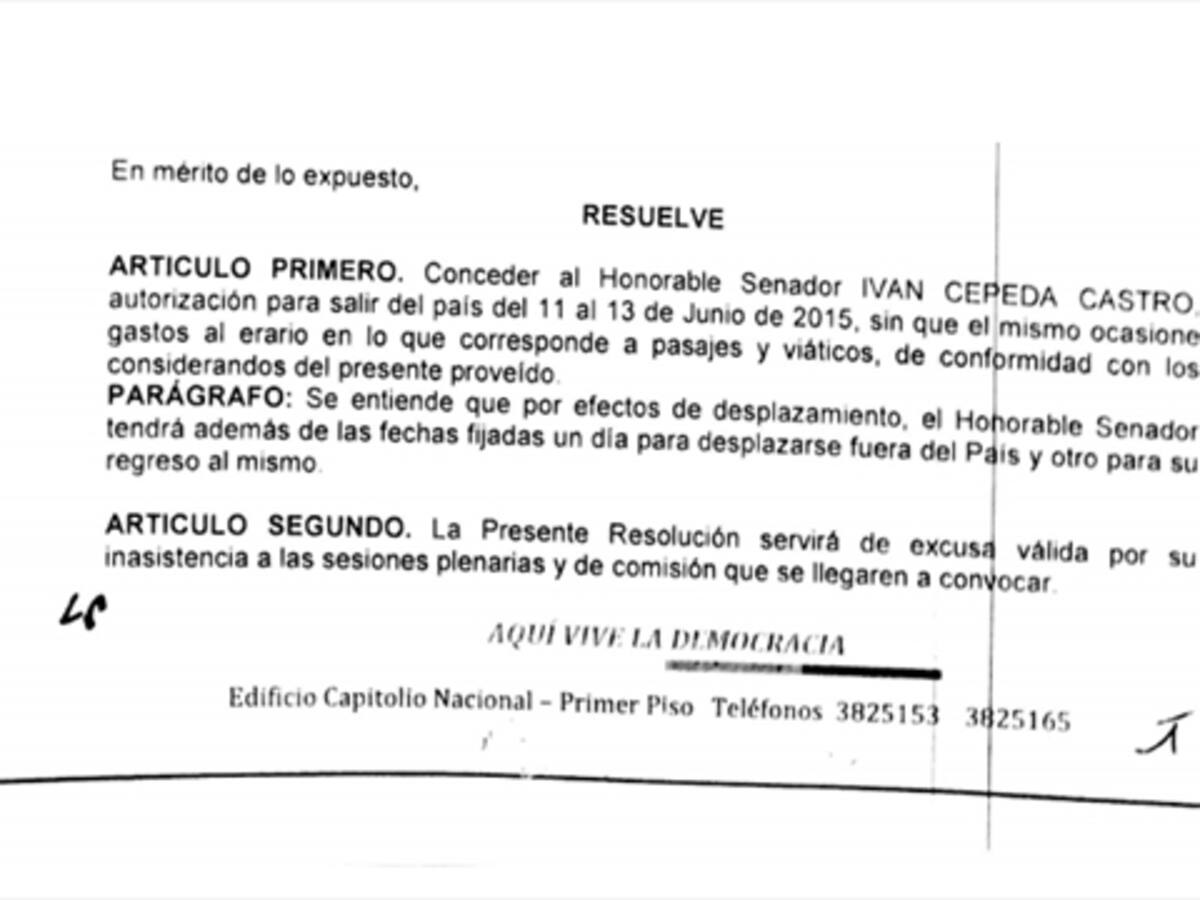 Congreso sí le dio permiso a Cepeda para viajar a Cuba