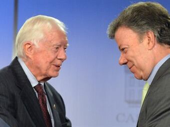 Expresidente Carter y presidente Santos. Foto: El Tiempo