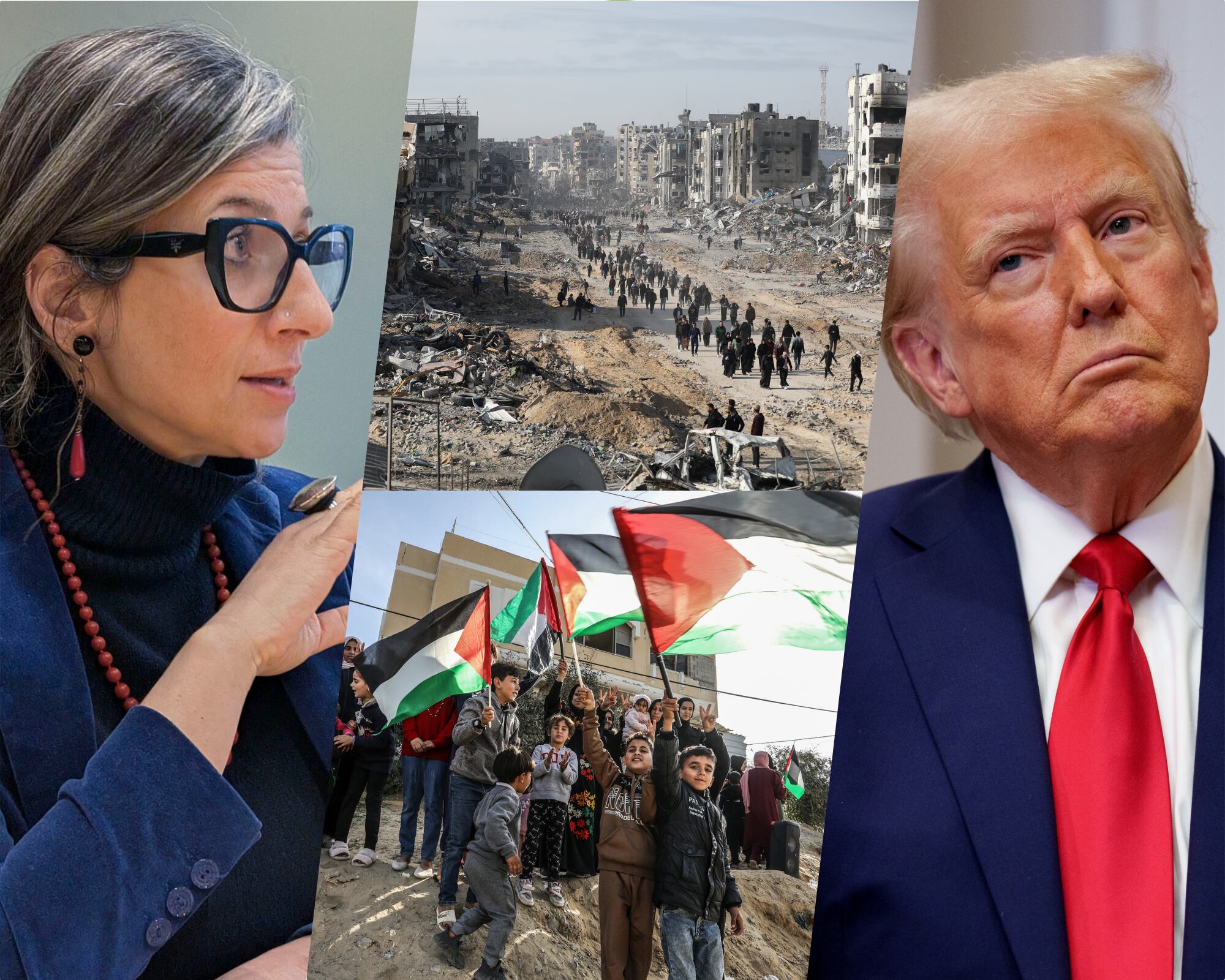 Francesca Albanese advirtió que si el derecho internacional no protege a los palestinos de los planes “grotescos” de Trump, no protegerá a nadie en el planeta. 
(Foto: Caracol Radio / Getty /EFE)