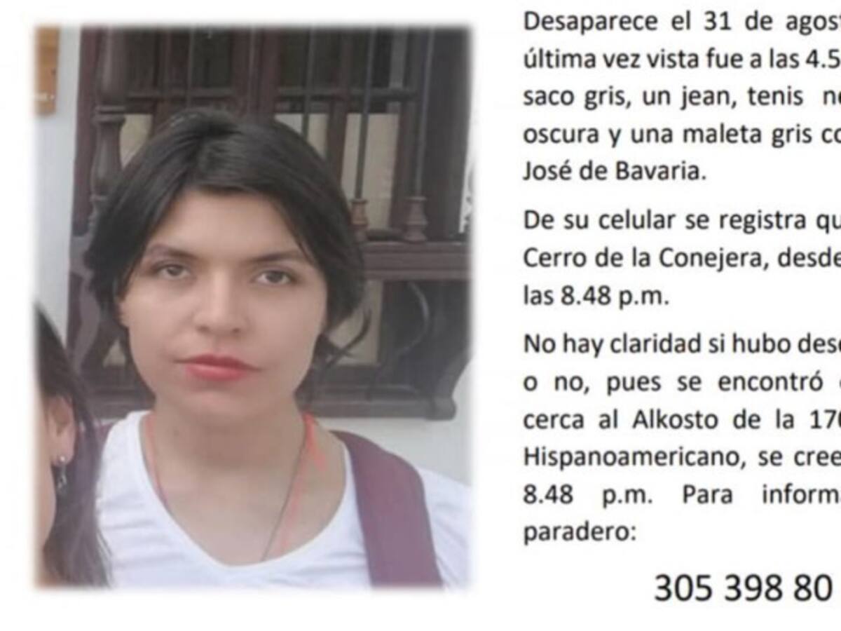 Encuentran sin vida a estudiante desaparecida en norte de Bogotá