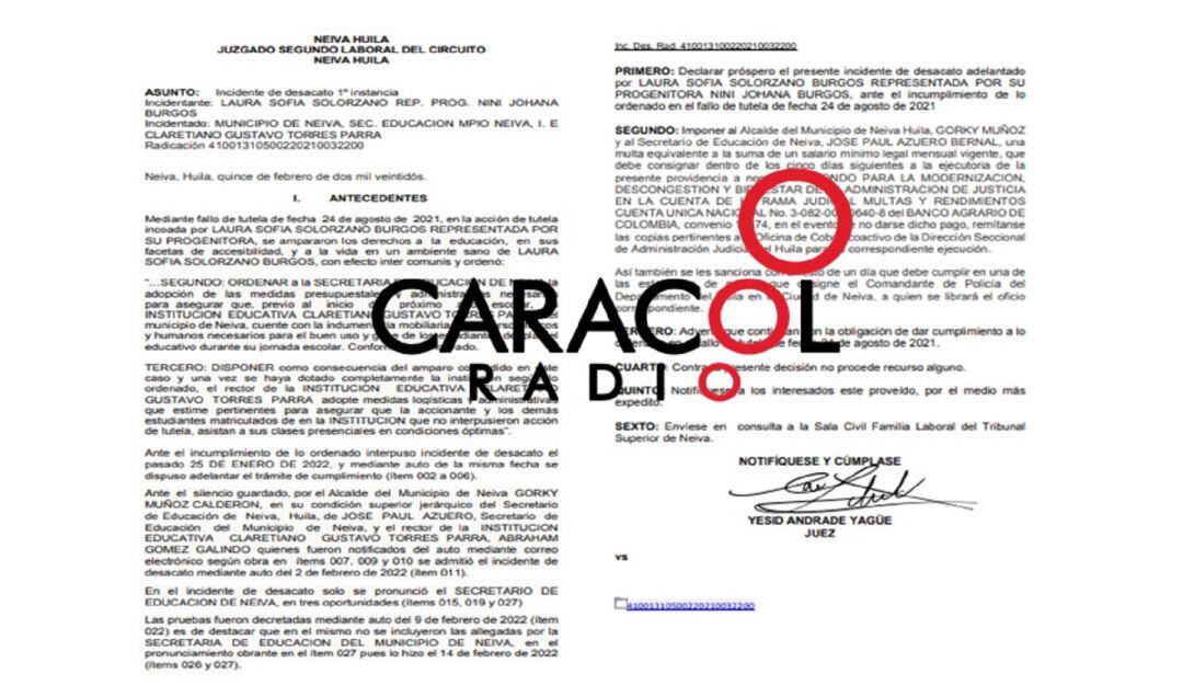 En fallo de primera instancia emanado por juzgado segundo laboral del circuito de Neiva familia  gana tutela 