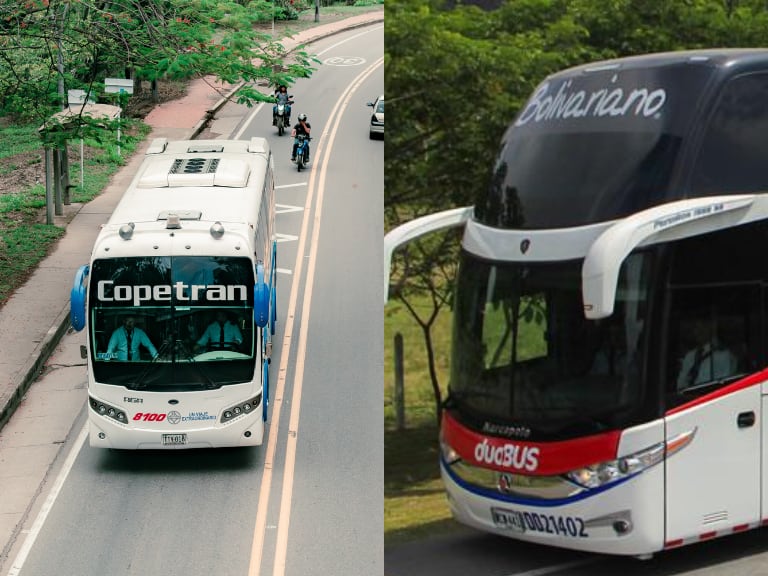 Bus de Copetran y, DuoBus de Expreso Bolivariano. (Foto: Colpensa, Expreso Bolivariano)